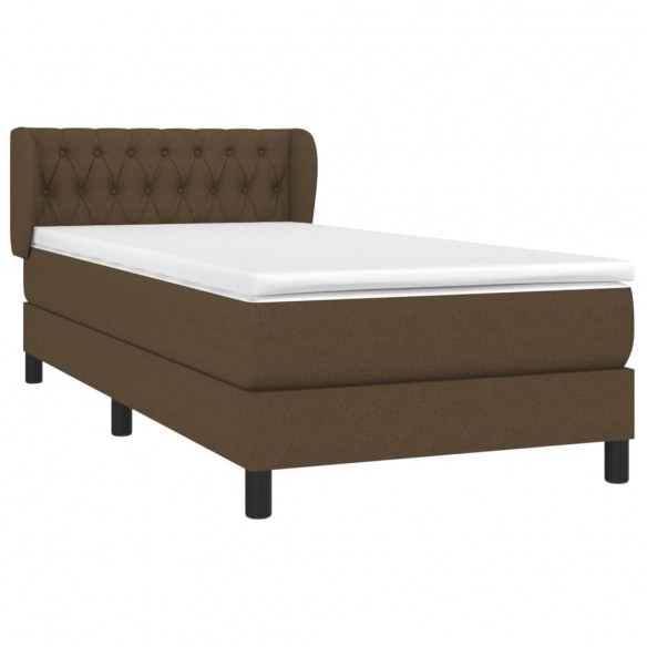 Cadre de lit avec matelas Marron foncé 90x200 cm