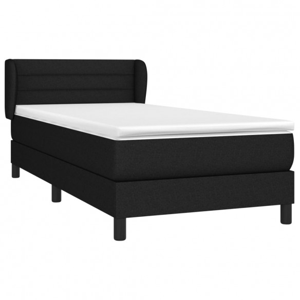 Cadre de lit avec matelas Noir 90x200 cm Tissu