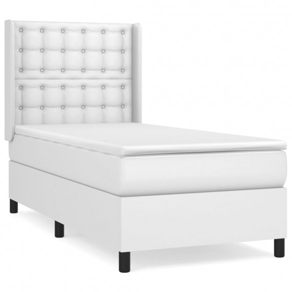 Cadre de lit avec matelas Blanc 90x190 cm Similicuir