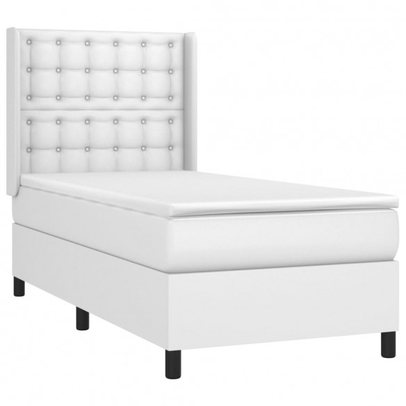 Cadre de lit avec matelas Blanc 90x190 cm Similicuir