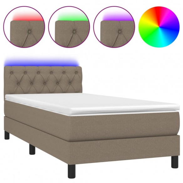 Cadre de lit avec matelas LED Taupe 80x200 cm Tissu