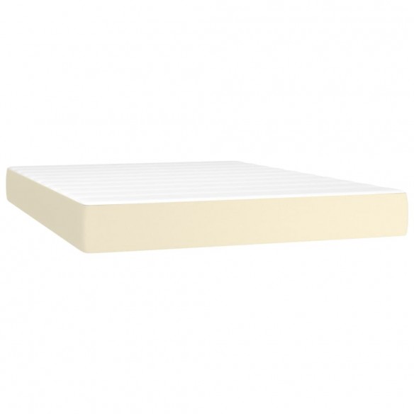 Cadre de lit avec matelas Crème 140x190cm Similicuir