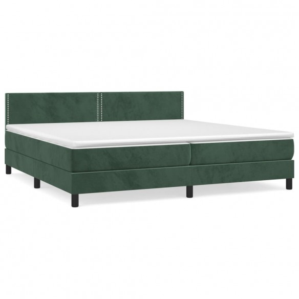 Cadre de lit et matelas Vert foncé 200x200cm Velours