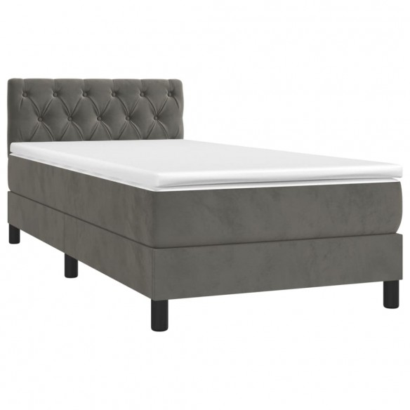 Cadre de lit et matelas Gris foncé 80x200 cm Velours