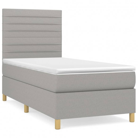 Cadre de lit avec matelas Gris clair 80x200 cm Tissu