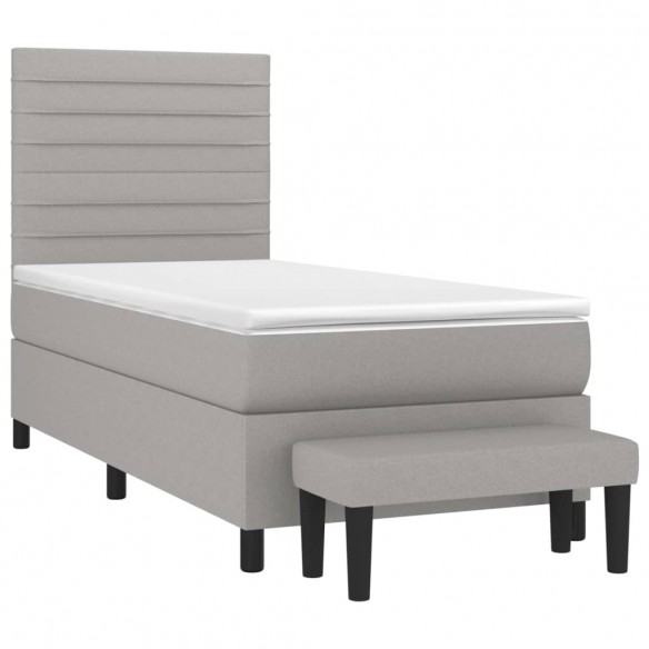 Cadre de lit avec matelas Gris clair 80x200 cm Tissu