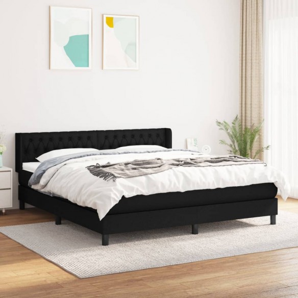 Cadre de lit avec matelas Noir 180x200 cm Tissu