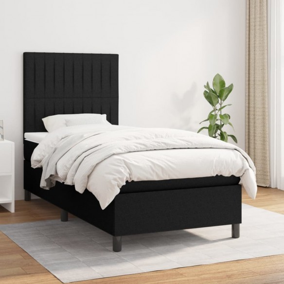 Cadre de lit avec matelas Noir 100x200 cm Tissu