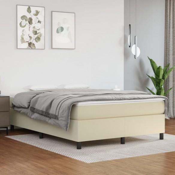 Cadre de lit avec matelas Crème 140x190cm Similicuir