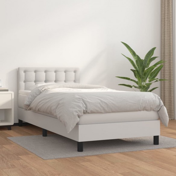 Cadre de lit avec matelas Blanc 80x200 cm Similicuir