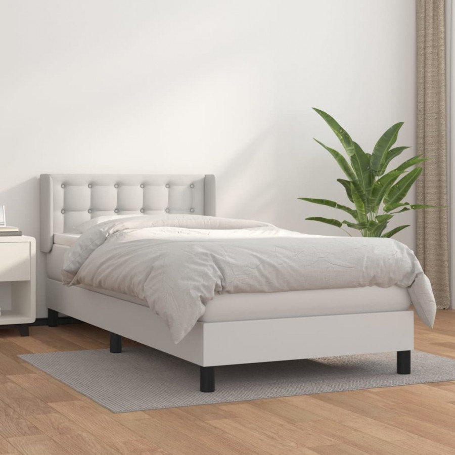 Cadre de lit avec matelas Blanc 80x200 cm Similicuir