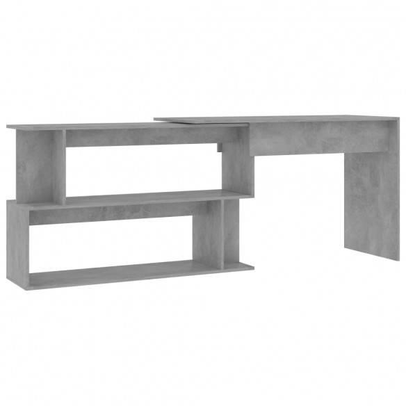 Bureau d'angle Gris béton 200x50x76 cm Aggloméré