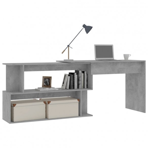 Bureau d'angle Gris béton 200x50x76 cm Aggloméré