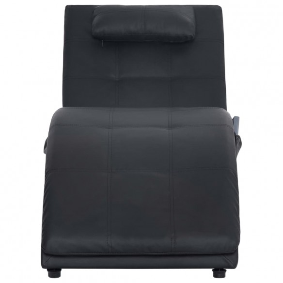 Chaise longue de massage avec oreiller Noir Similicuir