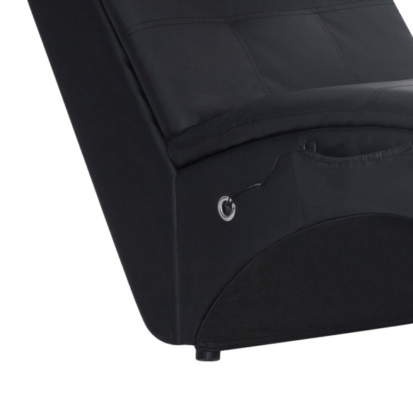 Chaise longue de massage avec oreiller Noir Similicuir