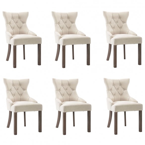 Chaises à manger lot de 6 beige tissu