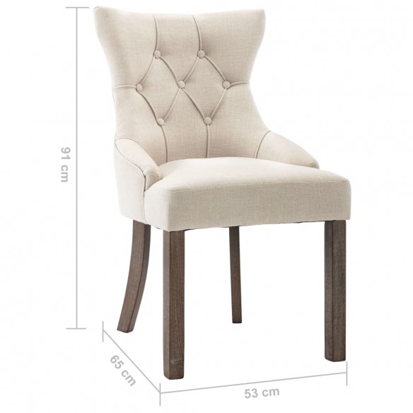 Chaises à manger lot de 6 beige tissu