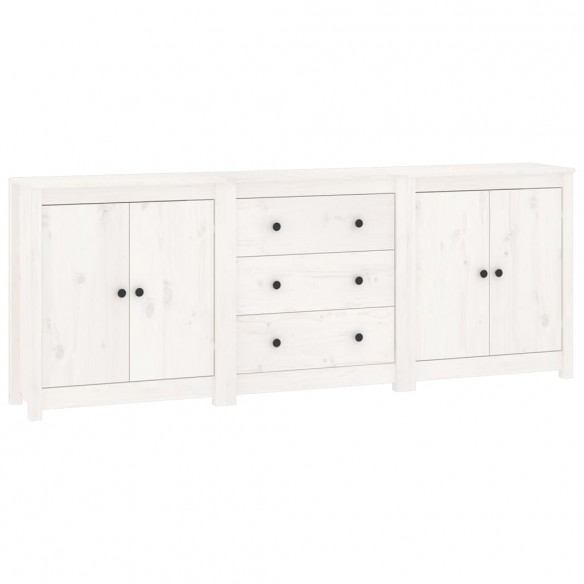 Buffet Blanc 210x35x80 cm Bois massif de pin