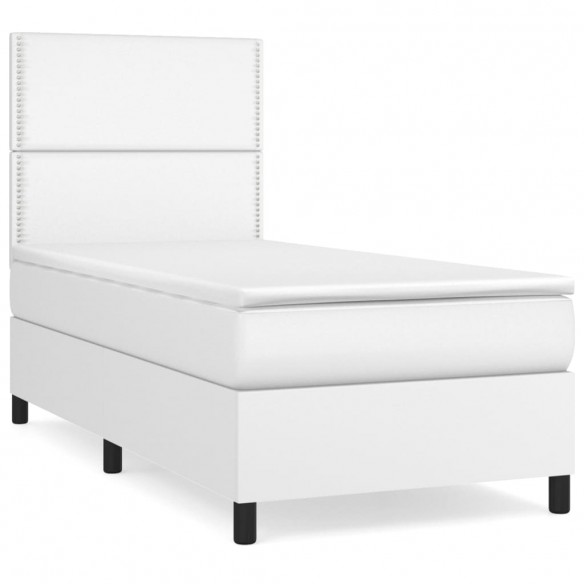 Cadre de lit avec matelas Blanc 90x200 cm Similicuir