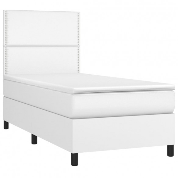 Cadre de lit avec matelas et LED Blanc 90x200 cm