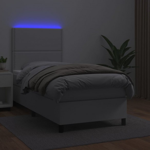 Cadre de lit avec matelas et LED Blanc 90x200 cm