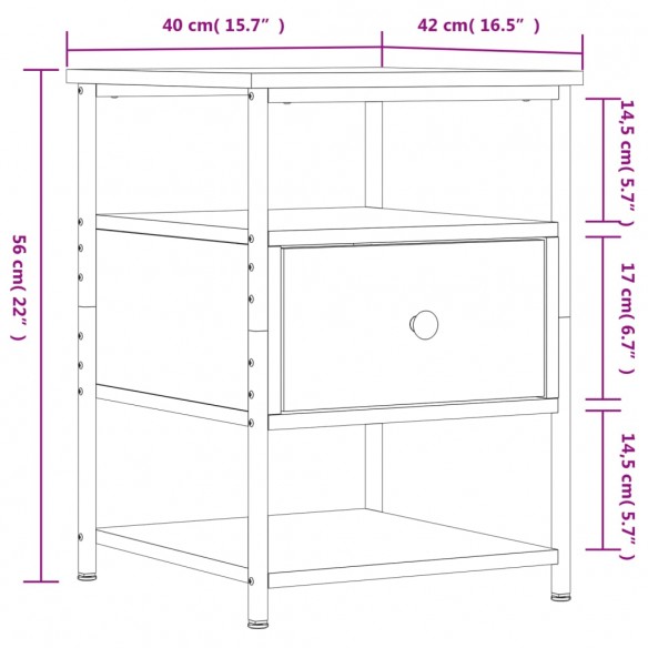 Table de chevet sonoma gris 40x42x56 cm bois d'ingénierie