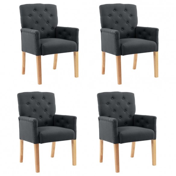 Chaises à manger avec accoudoirs lot de 4 gris tissu