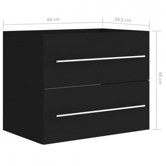 Armoire d'évier Noir 60x38,5x48 cm Aggloméré