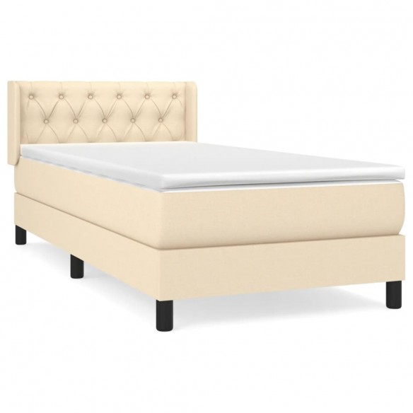 Cadre de lit avec matelas Crème 80x200 cm Tissu