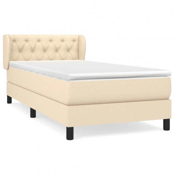 Cadre de lit avec matelas Crème 80x200 cm Tissu