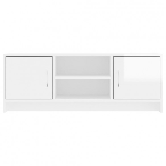 Meuble TV blanc brillant 102x30x37,5 cm bois d'ingénierie