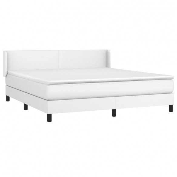 Cadre de lit avec matelas Blanc 180x200cm Similicuir