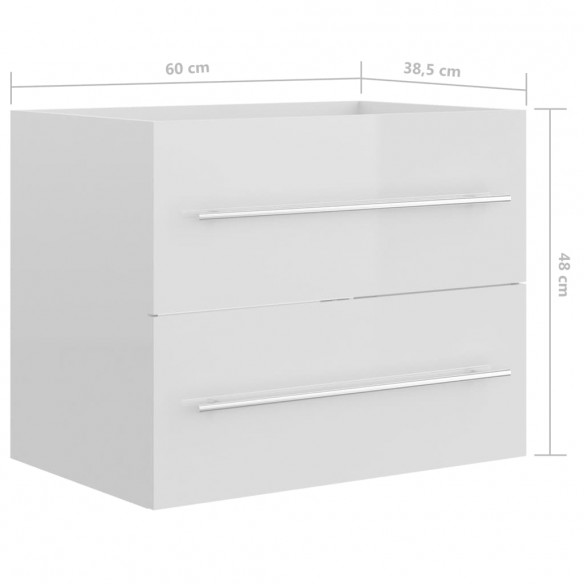 Armoire d'évier Blanc brillant 60x38,5x48 cm Aggloméré