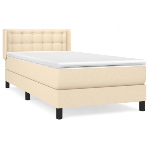 Cadre de lit avec matelas Crème 80x200 cm Tissu