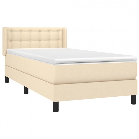 Cadre de lit avec matelas Crème 80x200 cm Tissu