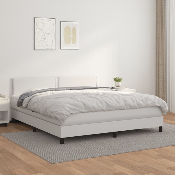 Cadre de lit avec matelas Blanc 180x200cm Similicuir