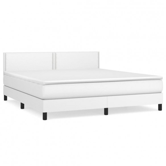 Cadre de lit avec matelas Blanc 180x200cm Similicuir