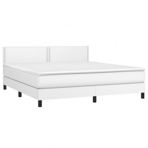 Cadre de lit avec matelas Blanc 180x200cm Similicuir