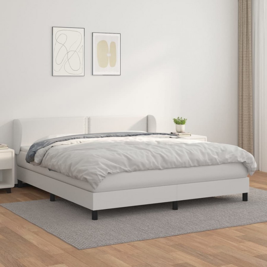 Cadre de lit avec matelas Blanc 180x200cm Similicuir