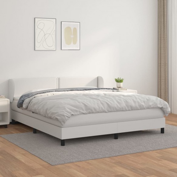 Cadre de lit avec matelas Blanc 180x200cm Similicuir