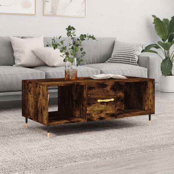 Table basse chêne fumé 102x50x40 cm bois d'ingénierie