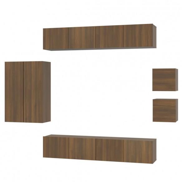 Ensemble de meubles TV 8 pcs Chêne marron Bois d'ingénierie