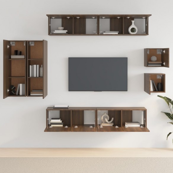 Ensemble de meubles TV 8 pcs Chêne marron Bois d'ingénierie