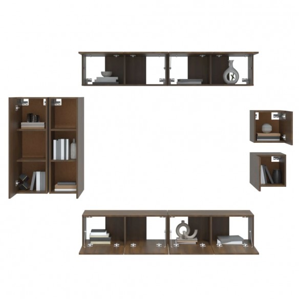 Ensemble de meubles TV 8 pcs Chêne marron Bois d'ingénierie