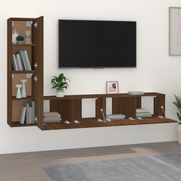 Ensemble de meubles TV 4 pcs Chêne marron Bois d'ingénierie