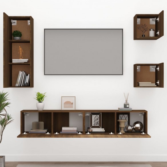 Ensemble de meubles TV 5 pcs Chêne marron Bois d'ingénierie