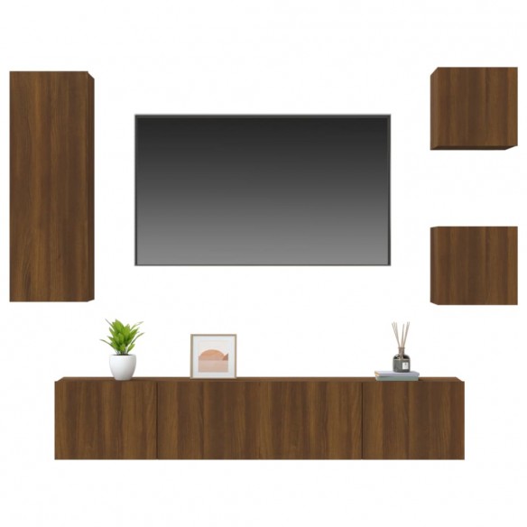 Ensemble de meubles TV 5 pcs Chêne marron Bois d'ingénierie