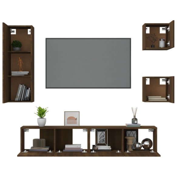 Ensemble de meubles TV 5 pcs Chêne marron Bois d'ingénierie