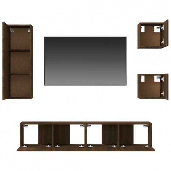 Ensemble de meubles TV 5 pcs Chêne marron Bois d'ingénierie