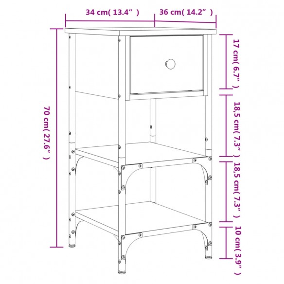 Table de chevet Sonoma gris 34x36x70 cm Bois d'ingénierie